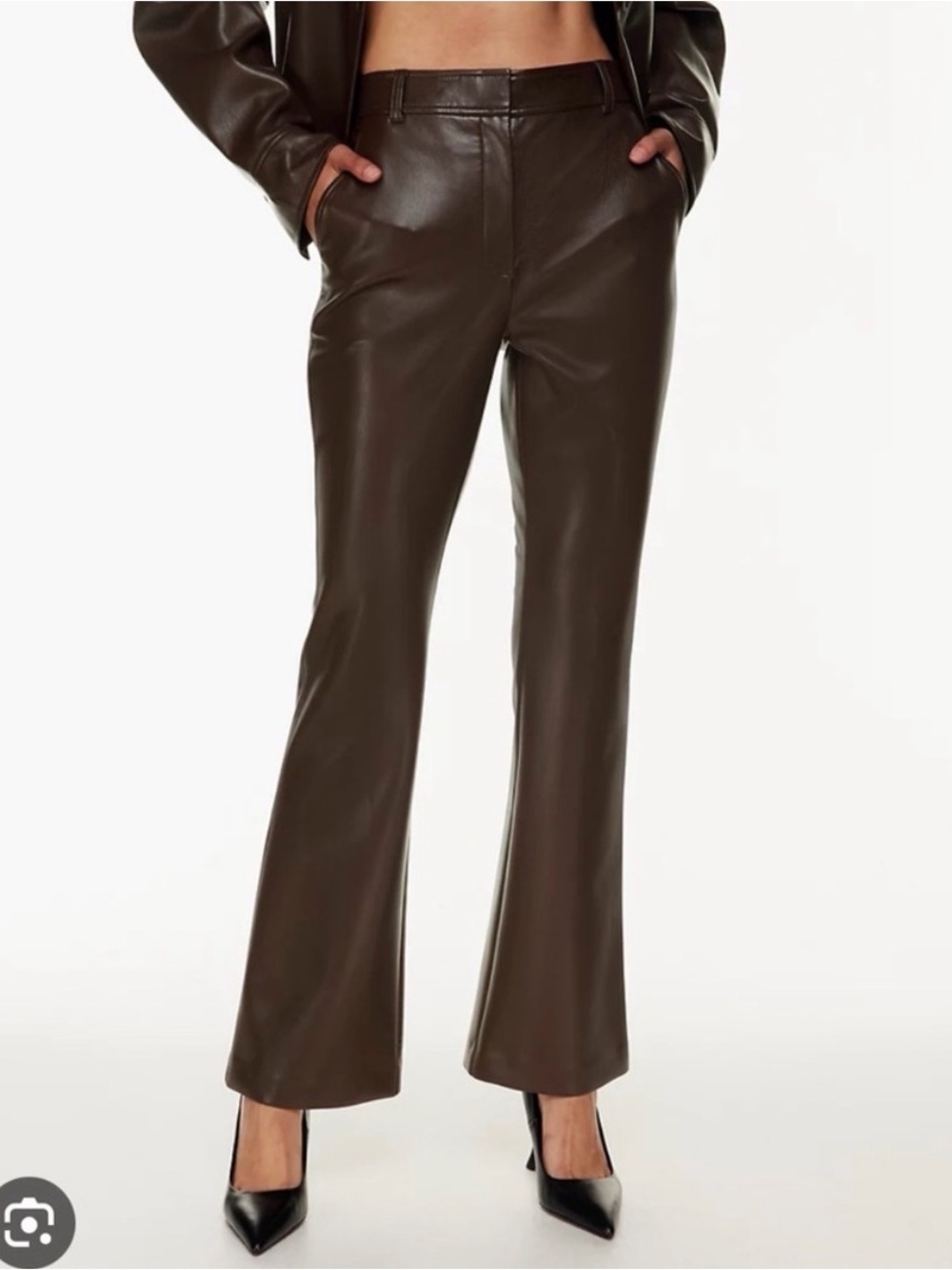 Babaton (aritzia) Dark Brown program Faux Leather Boot-Cut Pants
